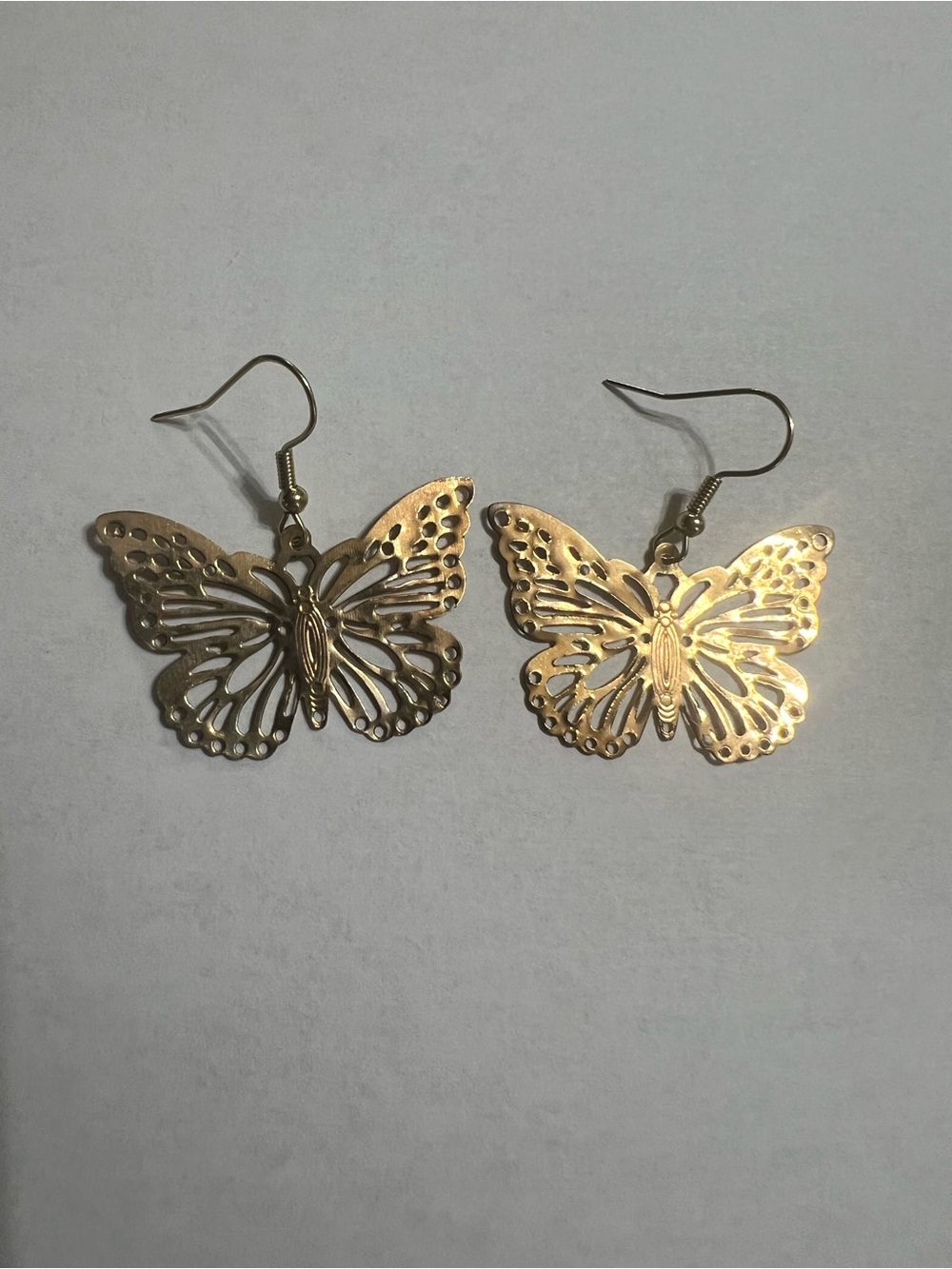 Gold Butterfly Dangle Earrings - Elegant Women's Jewelry